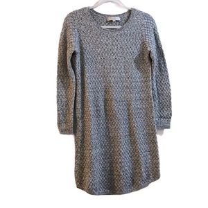 Sweater Dress Waffle Knit Camel Hair Long Sleeve Casual Athleisure Boho Cozy